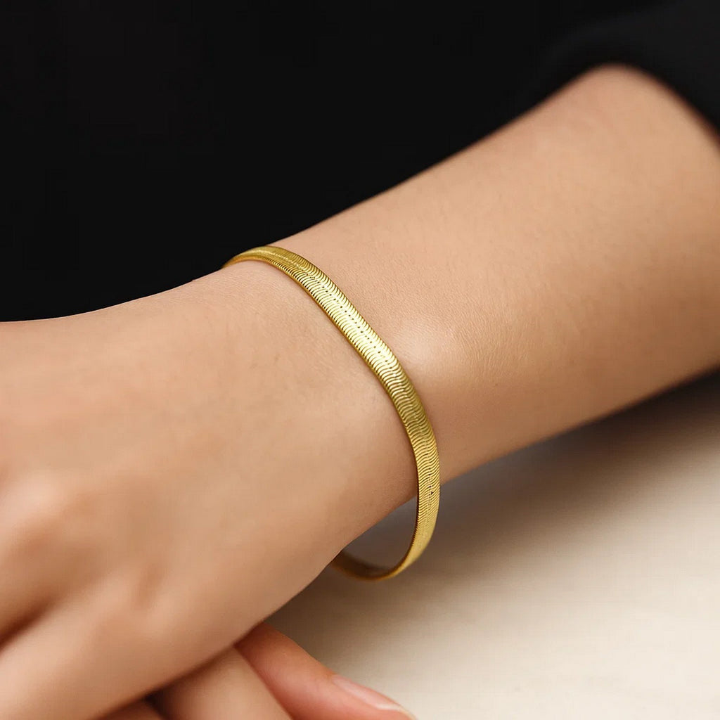14K Yellow Gold Super Flex Herringbone Bracelet 3.80mm | Solid Gold