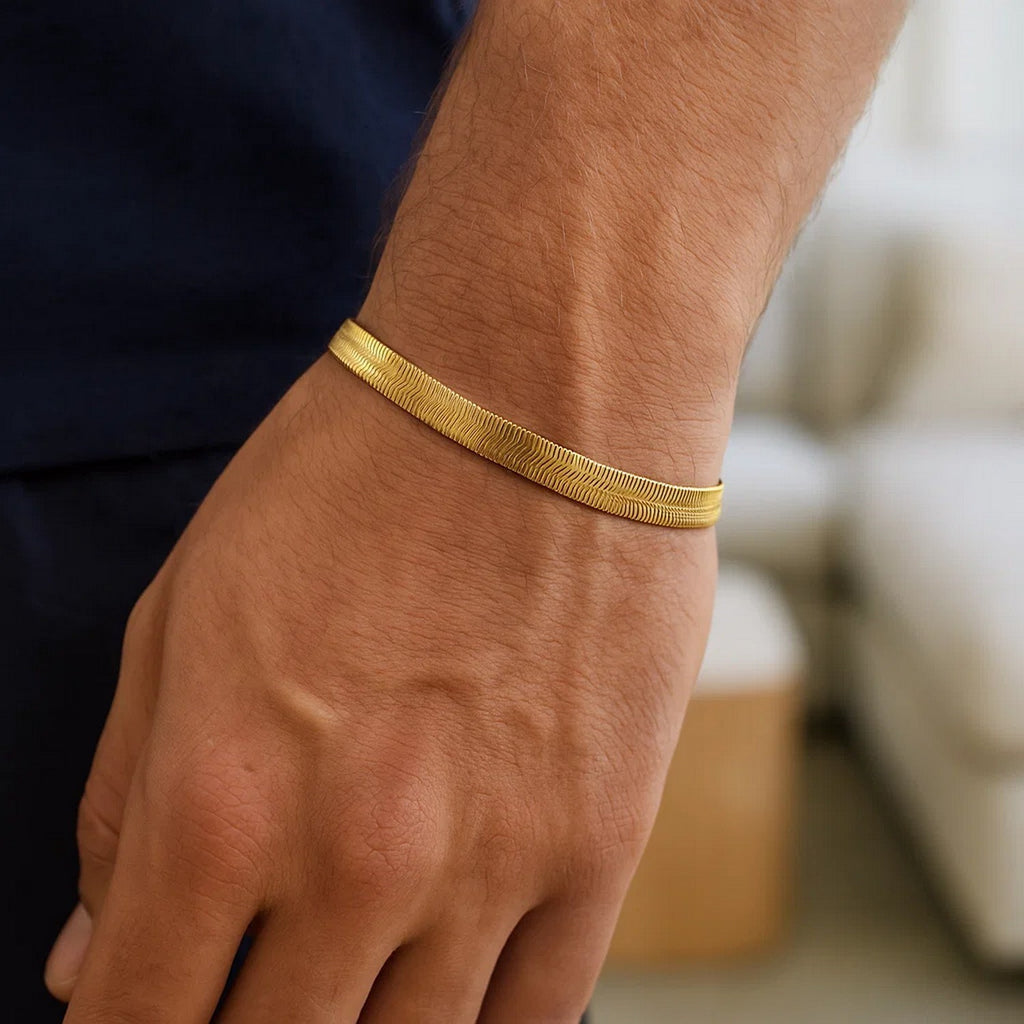 14K Yellow Gold Super Flex Herringbone Bracelet 3.80mm | Solid Gold