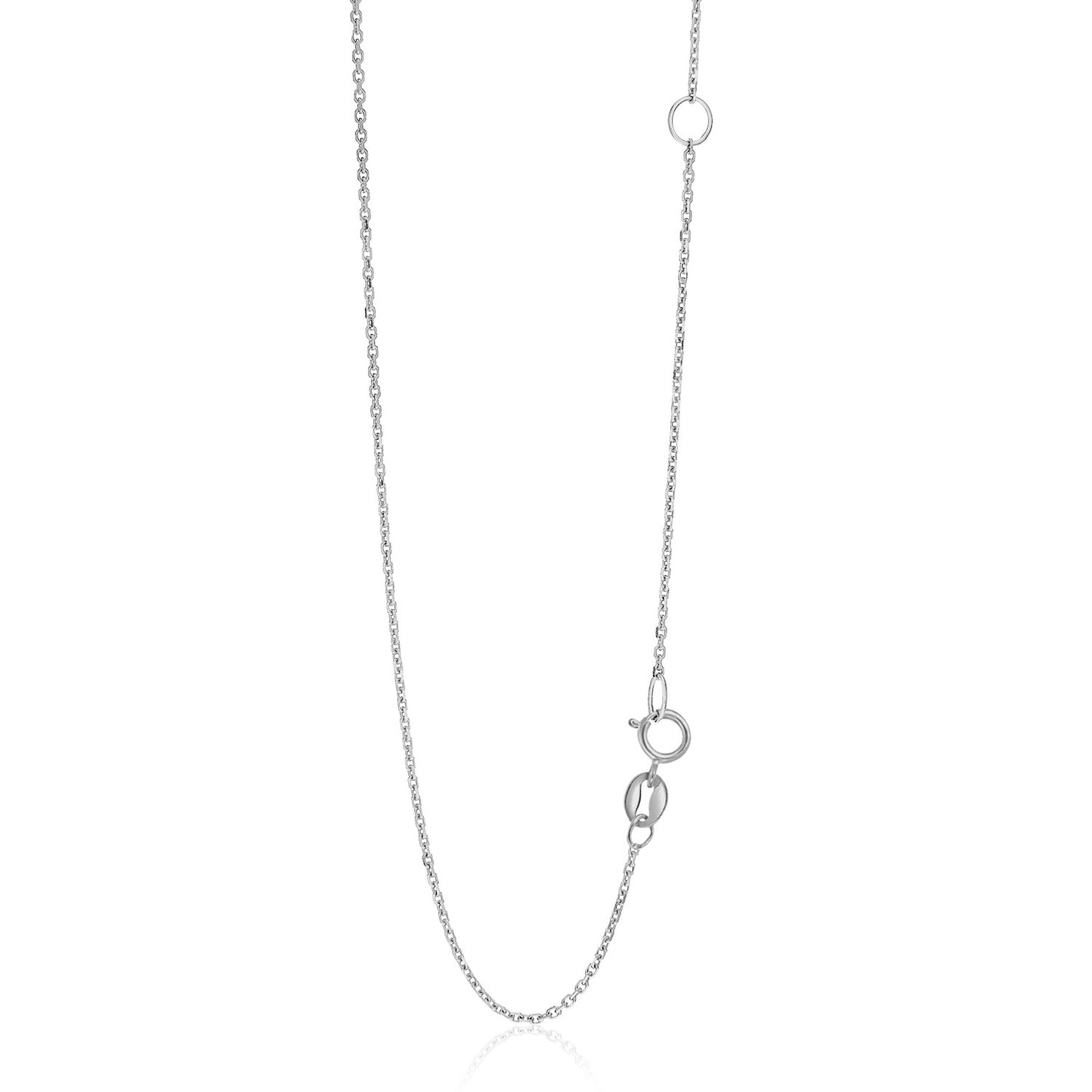 14K White Gold Adjustable Cable Chain Necklace (1.10 mm)