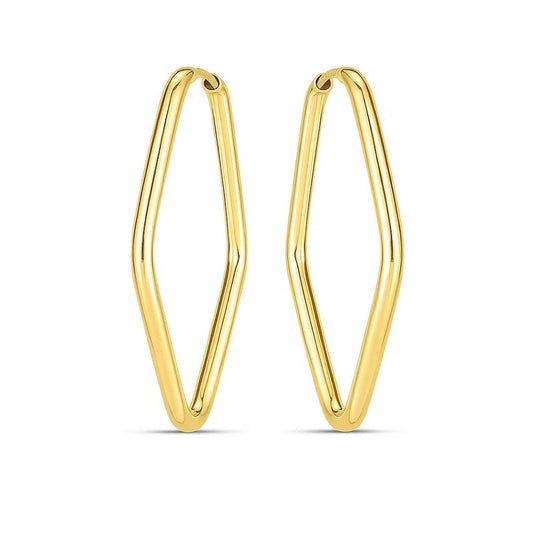 14k Yellow Gold Endless Marquise Hoops