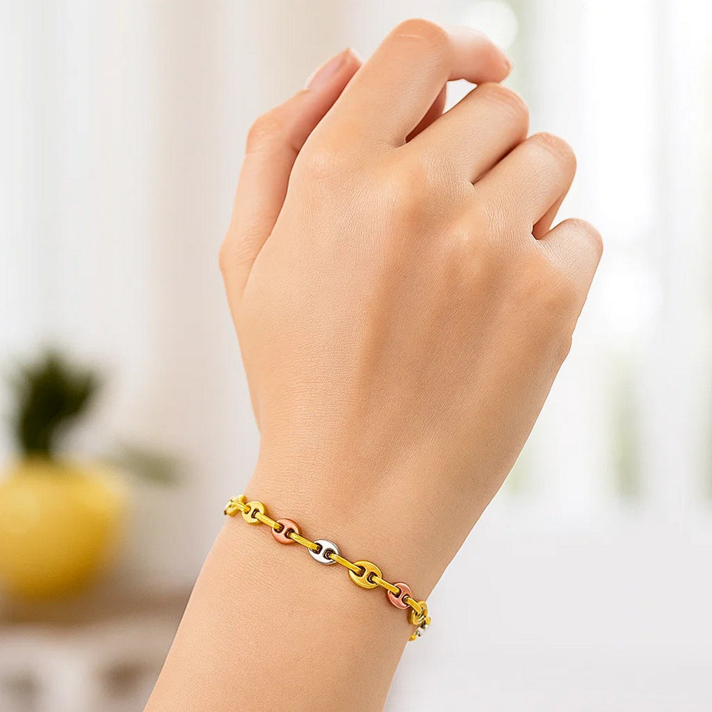 14k Tri Color Gold Mariner Link Bracelet (4.90 mm)