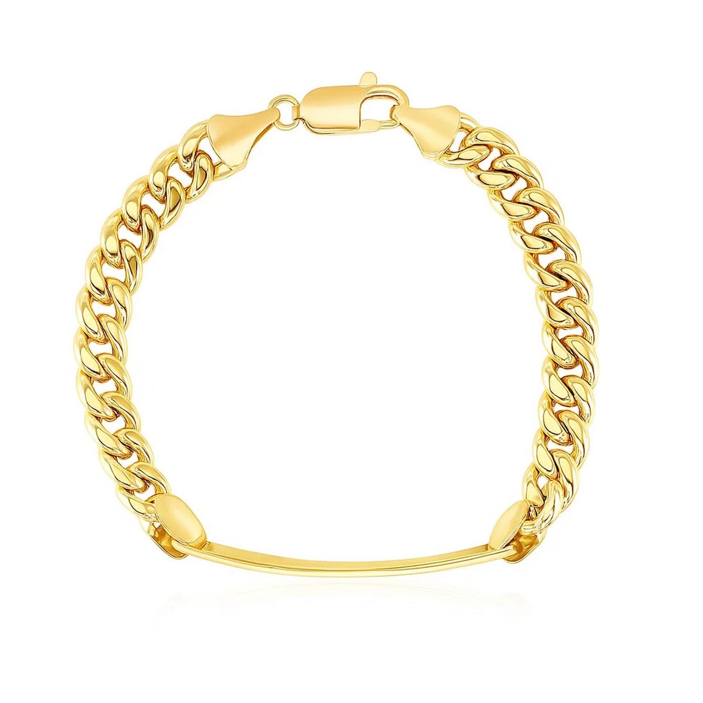 14K Yellow Gold Men's ID Cuban Chain Bracelet (8.00mm) – True Pure Gold