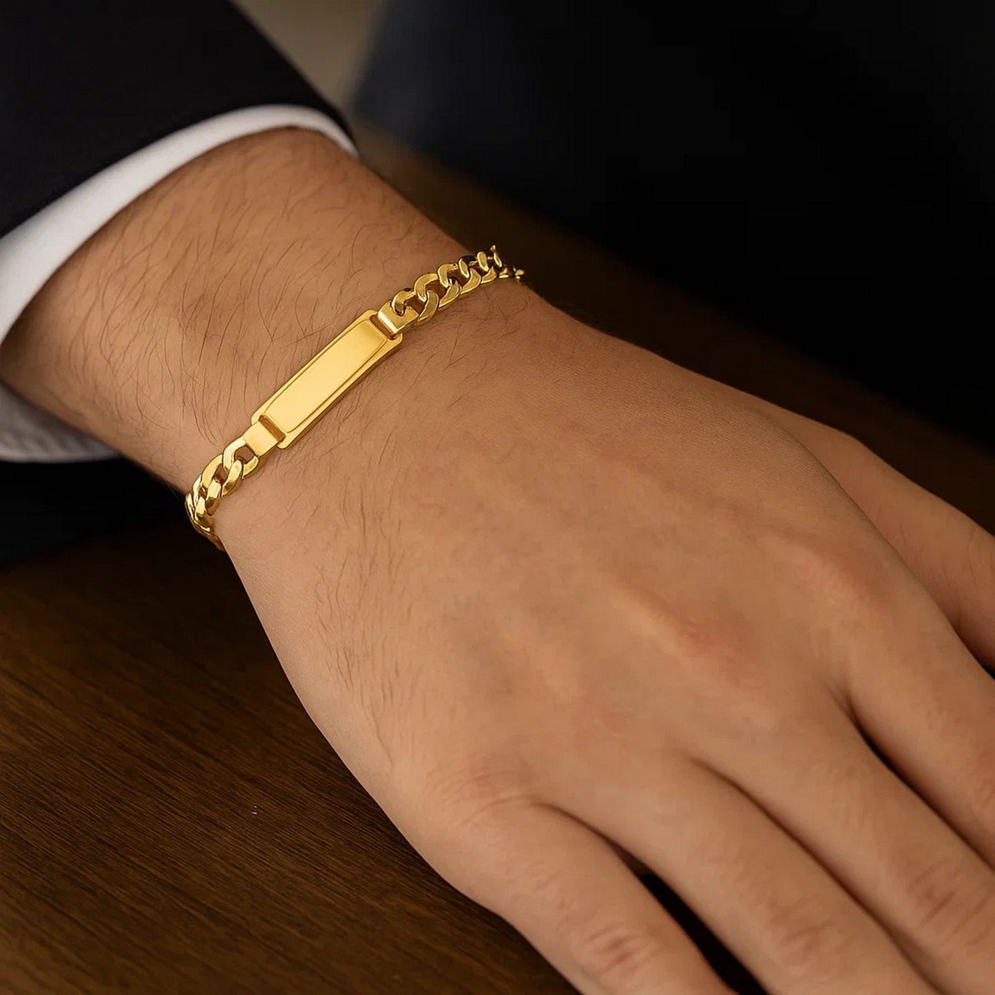 14K Yellow Gold Men's ID Cuban Chain Bracelet (8.00mm) – True Pure Gold