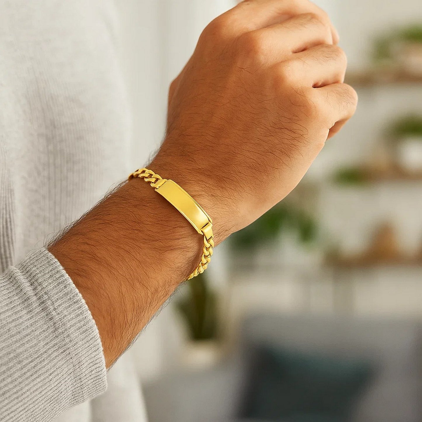 14K Yellow Gold Men's ID Cuban Chain Bracelet (8.00mm) – True Pure Gold