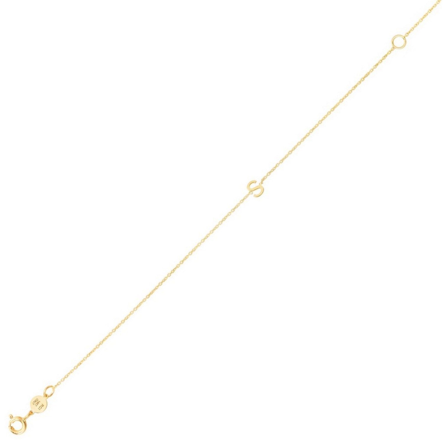 14K Yellow Gold Women's Mini Initial S Bracelet – 7 Inches – 14K Gold