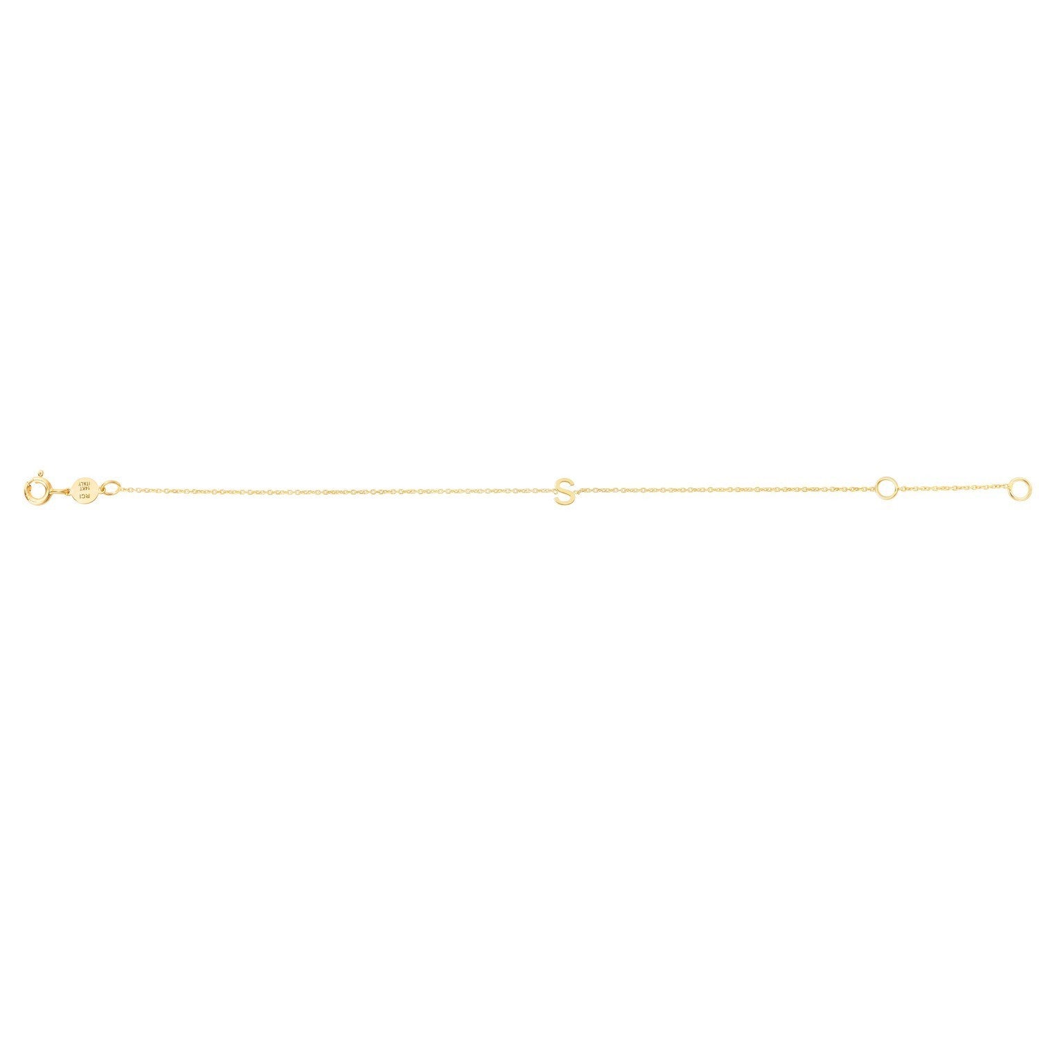 14K Yellow Gold Women's Mini Initial S Bracelet – 7 Inches – 14K Gold