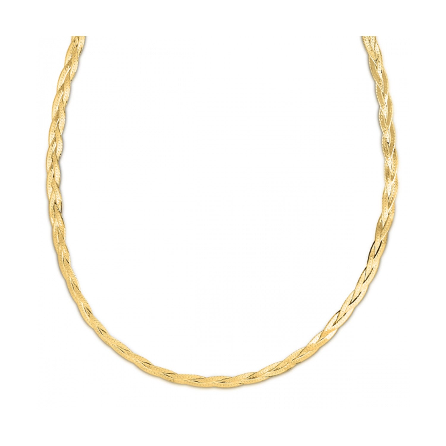 14K Yellow Gold Braided Herringbone Chain 3.20mm | Solid Gold, High Polish