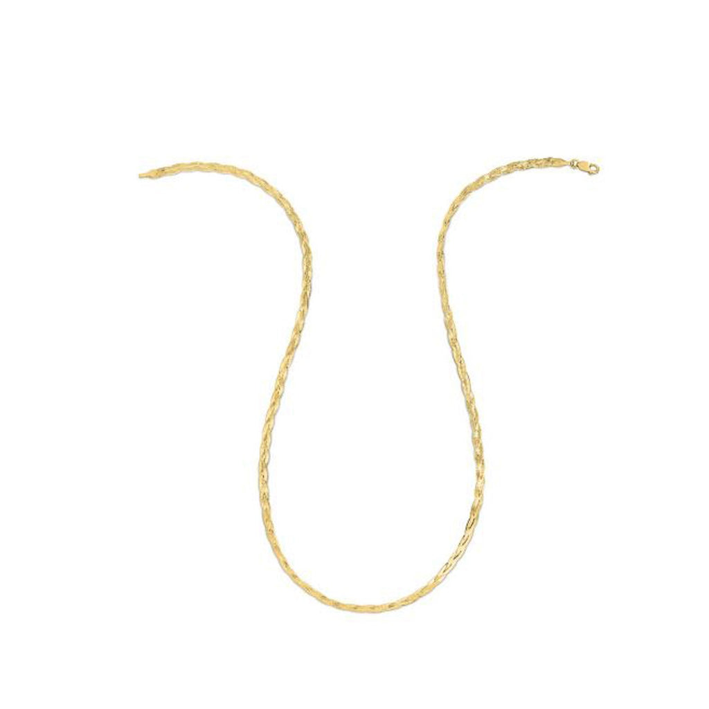 14K Yellow Gold Braided Herringbone Chain 3.20mm | Solid Gold, High Polish