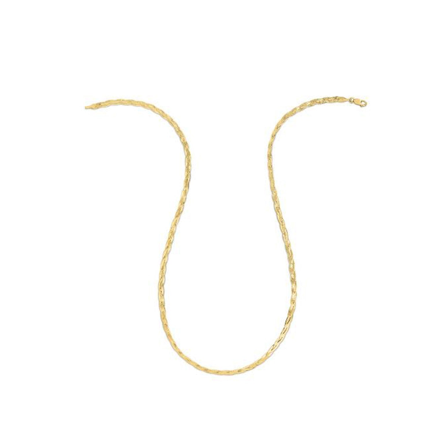 14K Yellow Gold Braided Herringbone Chain 3.20mm | Solid Gold, High Polish
