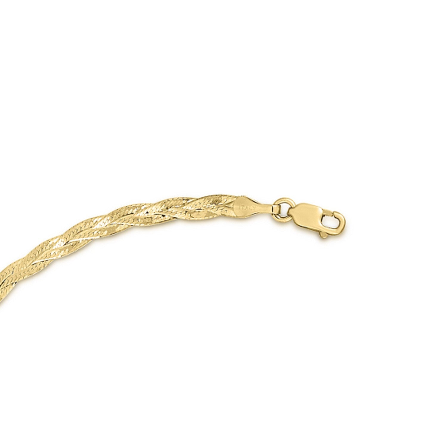 14K Yellow Gold Braided Herringbone Chain 3.20mm | Solid Gold, High Polish