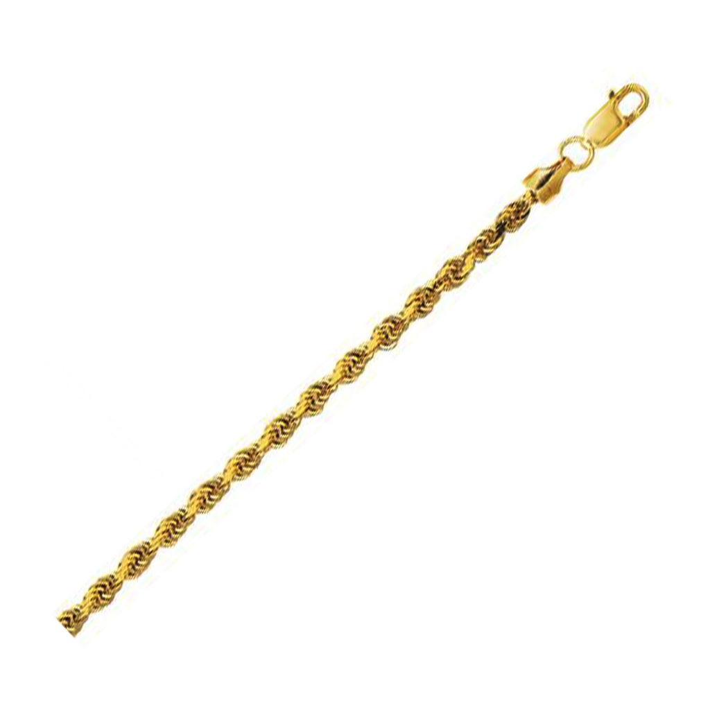 10K Yellow Gold Lite Rope Chain Bracelet (3.20mm)