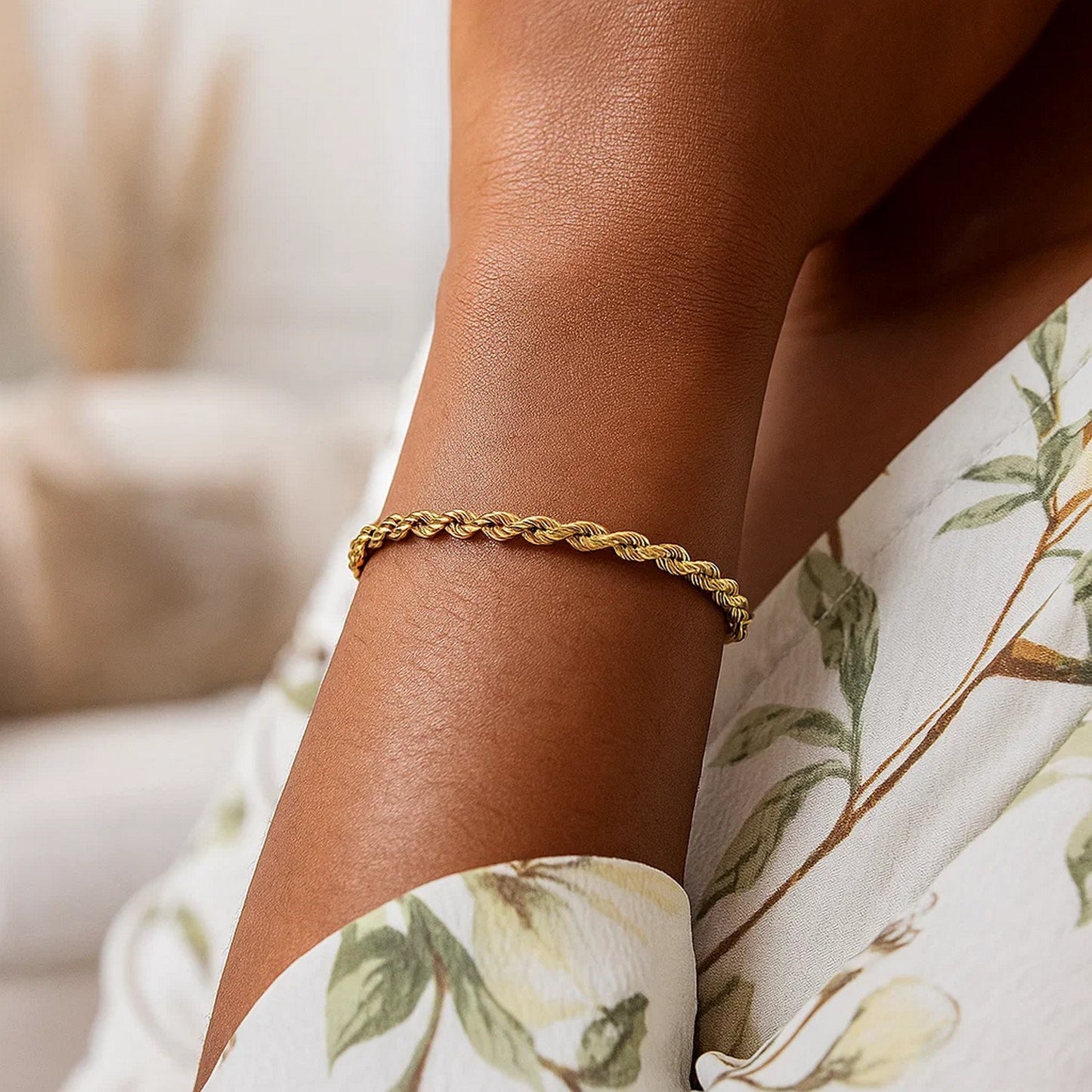 10K Yellow Gold Lite Rope Chain Bracelet (3.20mm)