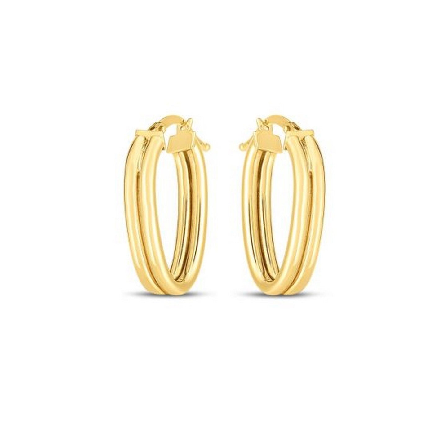 14K Yellow Gold Double Oval Hoop Earrings