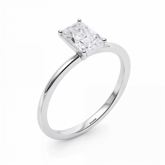 1 Carat Radiant Lab Grown IGI G/VS1 Diamond Solitaire Ring in 14K White Gold