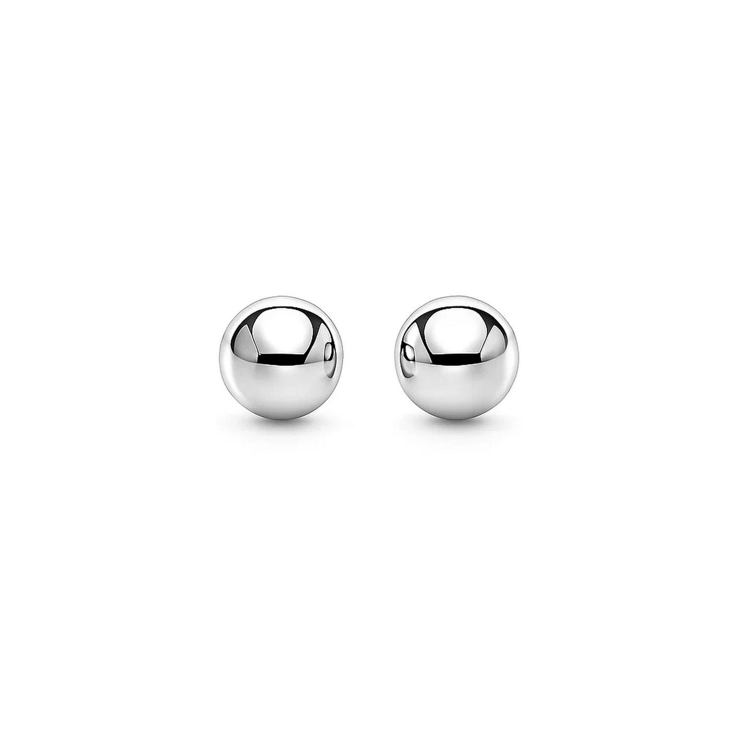 14K White Gold Spherical Stud Earrings – 3mm Solid Gold Ball Studs