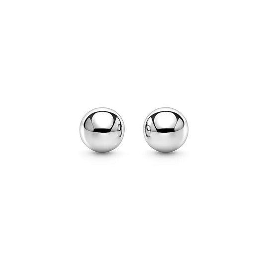 14K White Gold Spherical Stud Earrings – 3mm Solid Gold Ball Studs