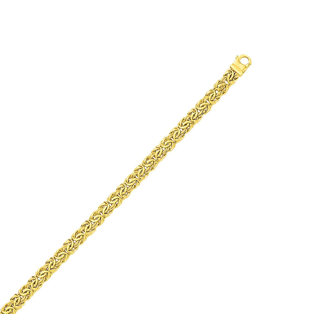 10K Yellow Gold Byzantine Design Chain Bracelet (7.00mm)