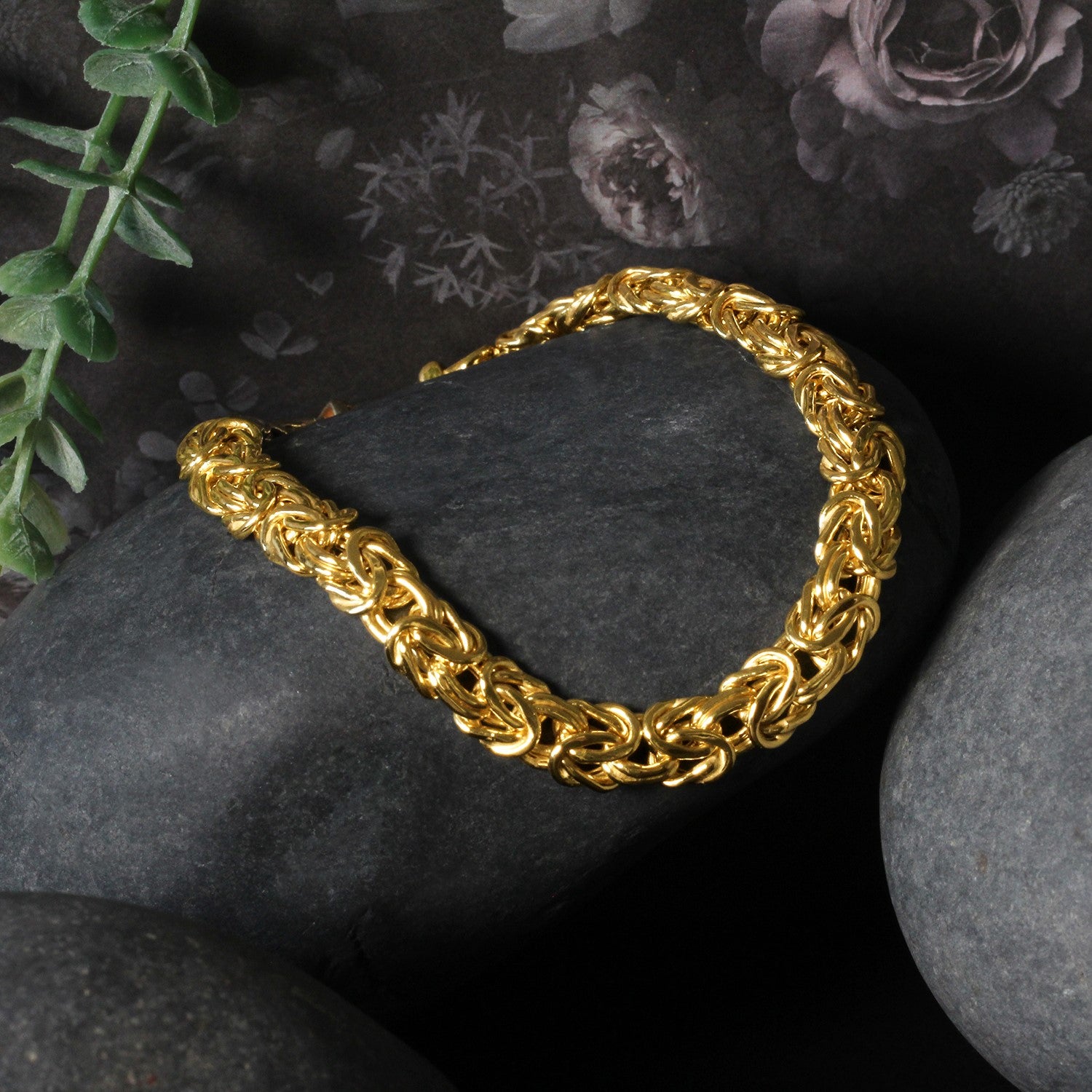 10K Yellow Gold Byzantine Design Chain Bracelet (7.00mm)