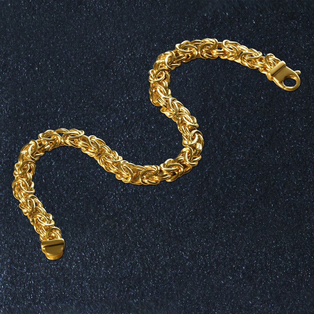 10K Yellow Gold Byzantine Design Chain Bracelet (7.00mm)