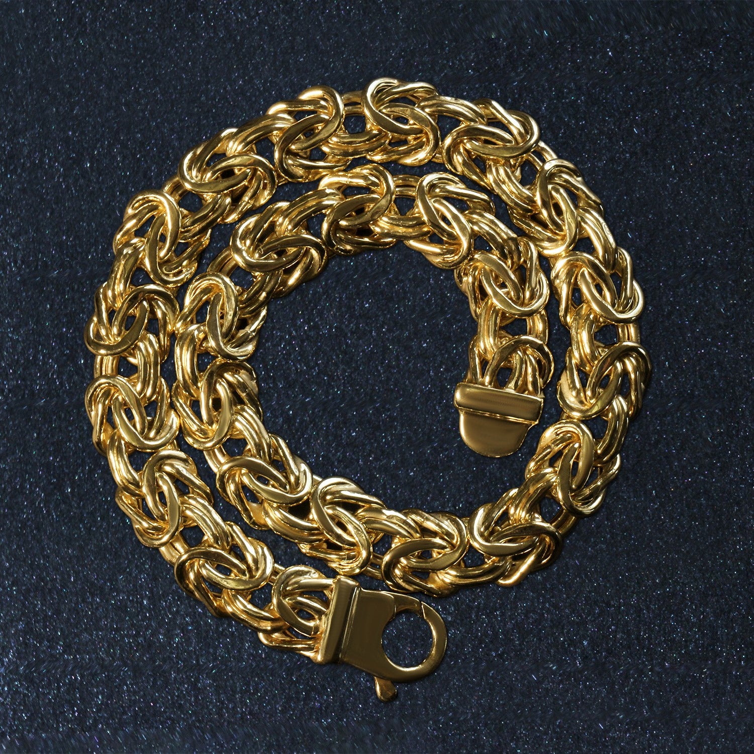 10K Yellow Gold Byzantine Design Chain Bracelet (7.00mm)