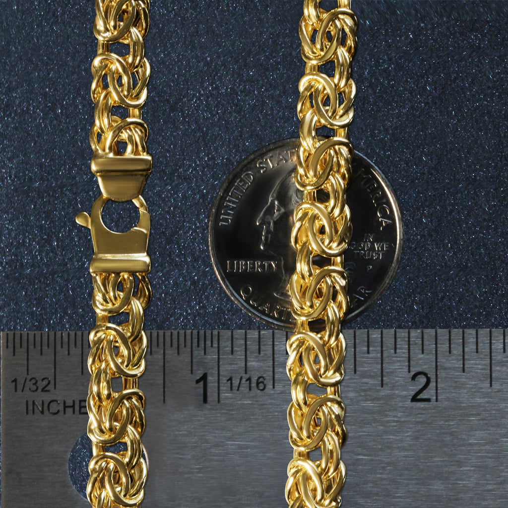 10K Yellow Gold Byzantine Design Chain Bracelet (7.00mm)