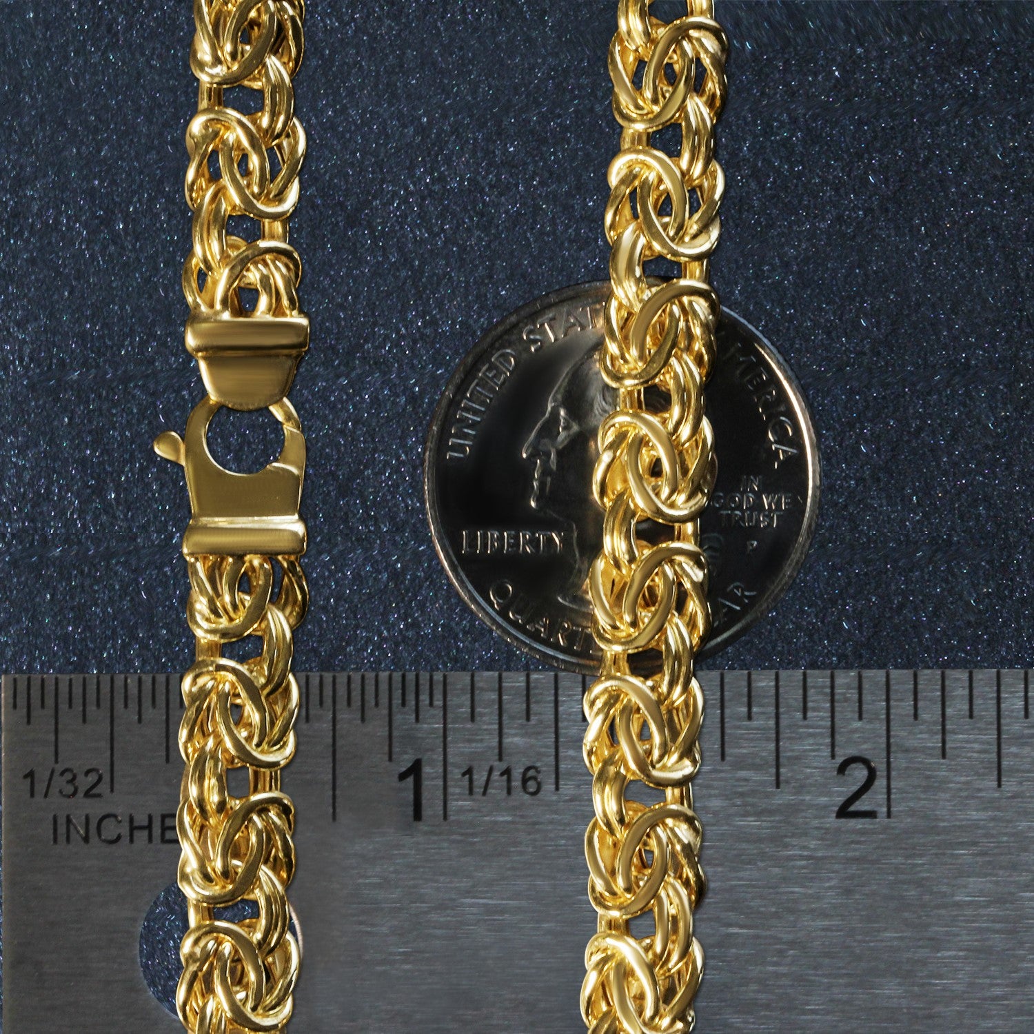 10K Yellow Gold Byzantine Design Chain Bracelet (7.00mm)