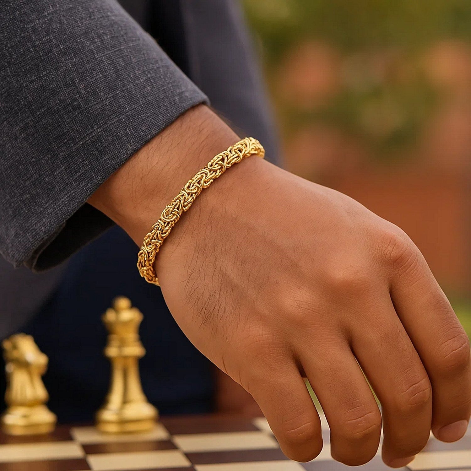 10K Yellow Gold Byzantine Design Chain Bracelet (7.00mm)