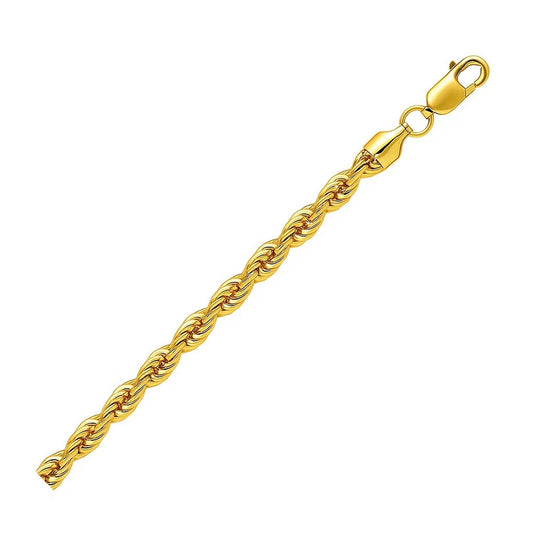 10K Yellow Gold Hollow Diamond Cut Rope Chain (5.00mm)