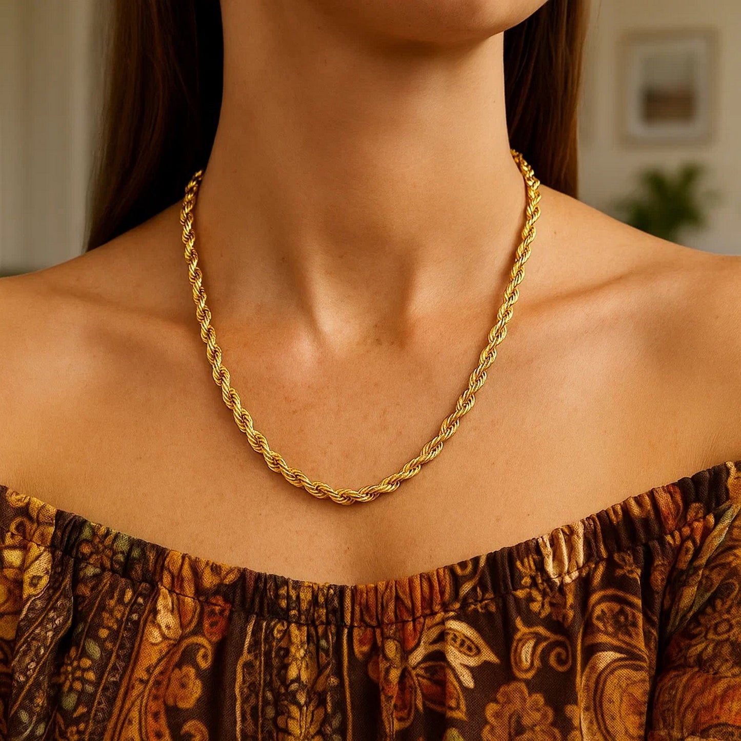 10K Yellow Gold Hollow Diamond Cut Rope Chain (5.00mm)