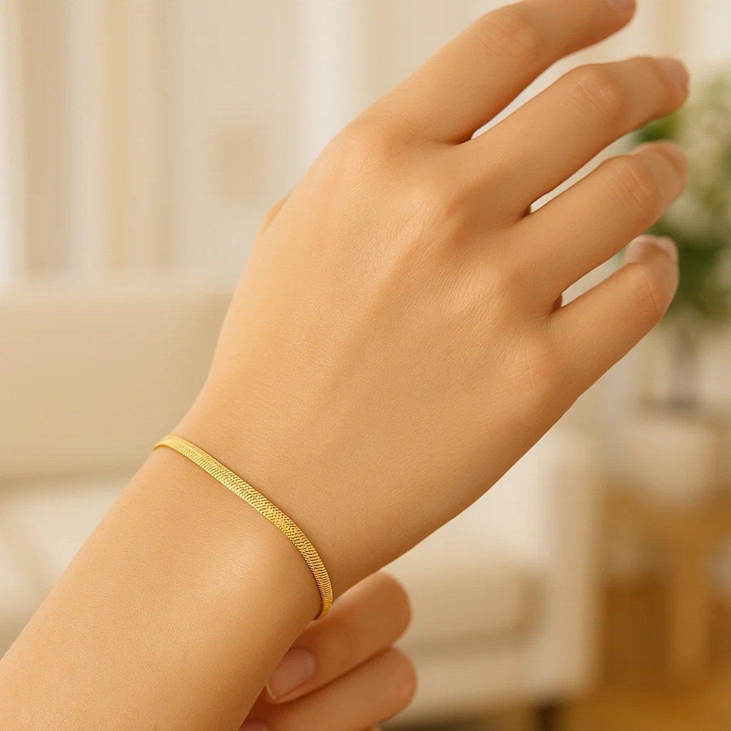 10K Yellow Gold Imperial Herringbone Bracelet 2.80mm | Solid Gold, 7"