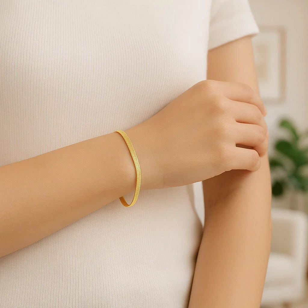 10K Yellow Gold Imperial Herringbone Bracelet 2.80mm | Solid Gold, 7"