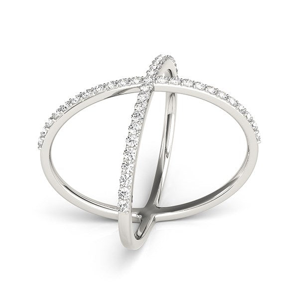 14k White Gold X Ring with 45 Diamonds (0.45 cttw)