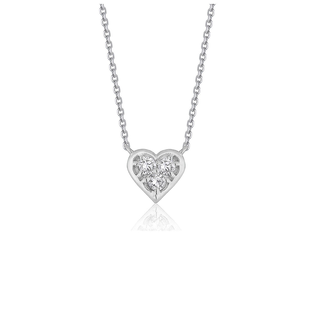 14k White Gold Diamond Heart Pendant Necklace