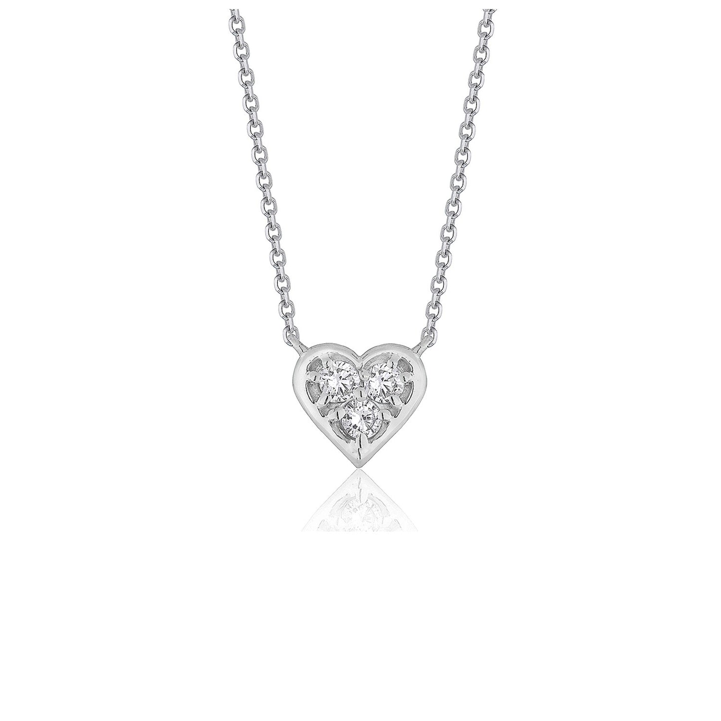 14k White Gold Diamond Heart Pendant Necklace