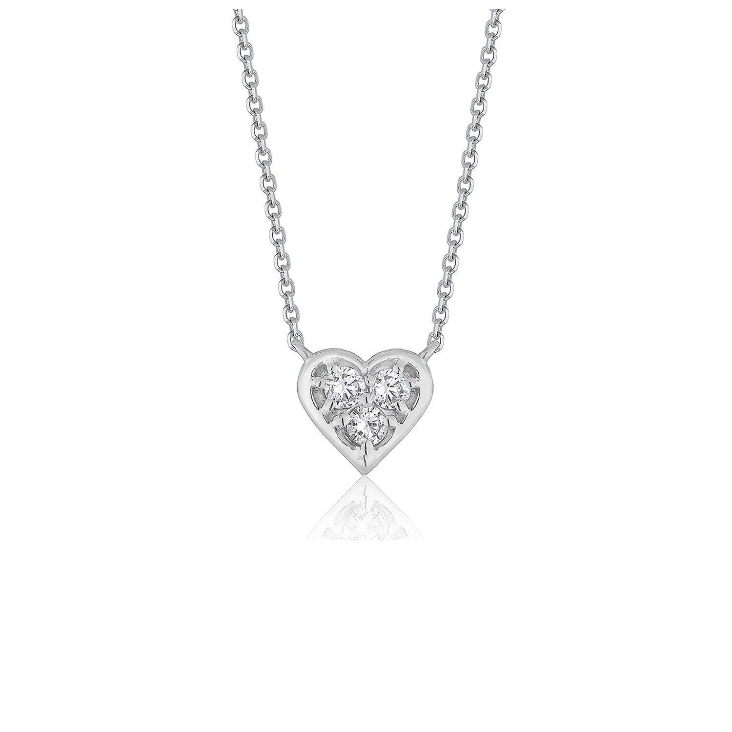 14k White Gold Diamond Heart Pendant Necklace