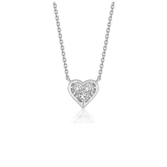 14k White Gold Diamond Heart Pendant Necklace