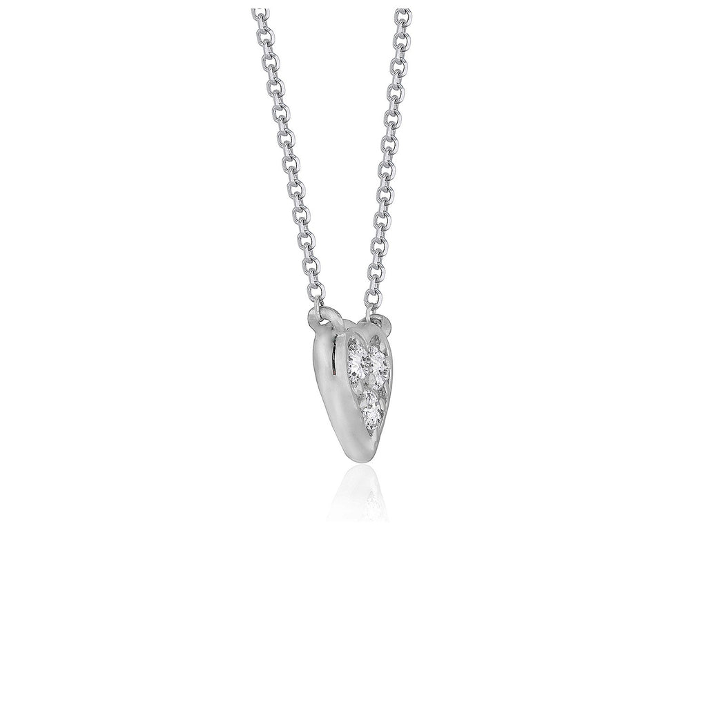 14k White Gold Diamond Heart Pendant Necklace