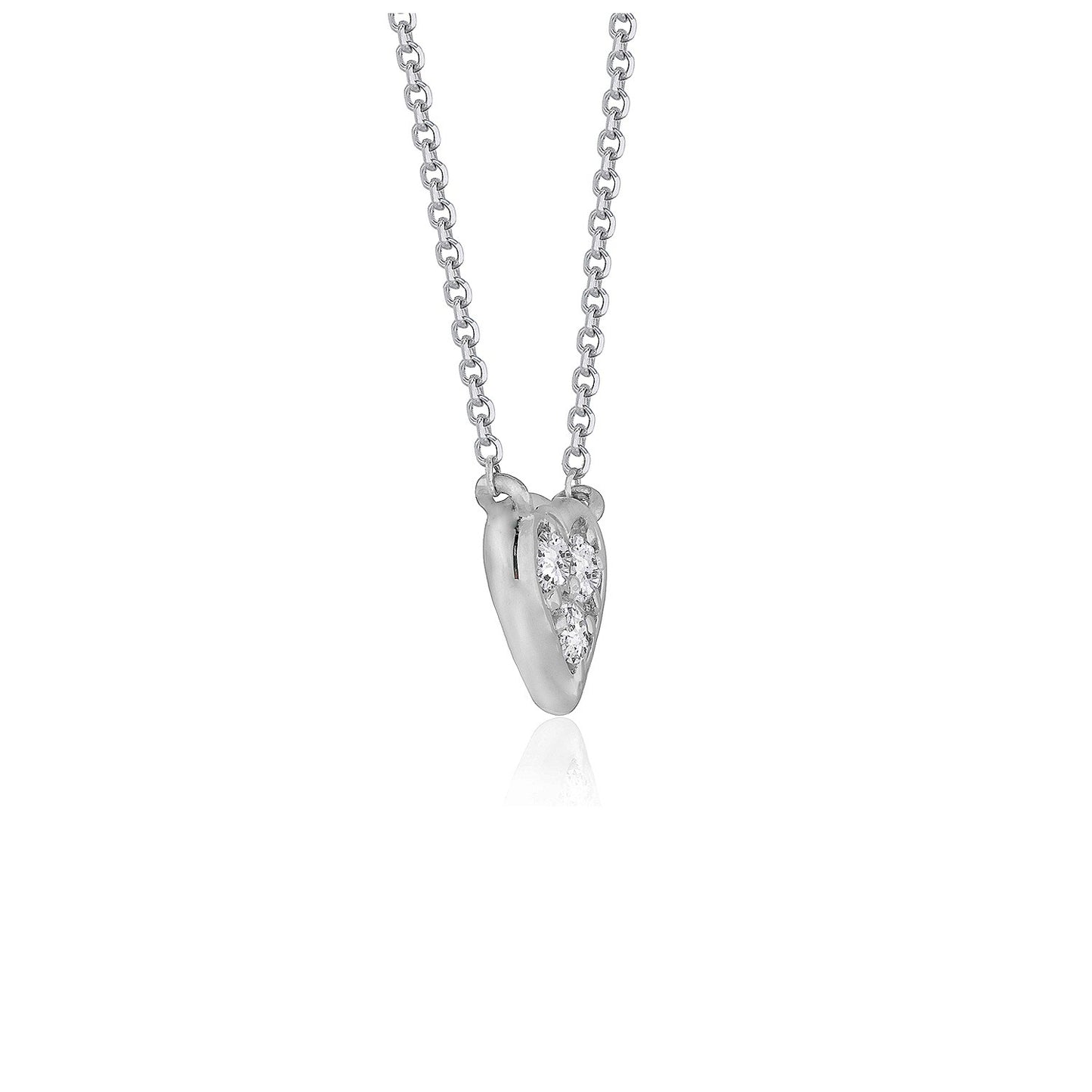 14k White Gold Diamond Heart Pendant Necklace