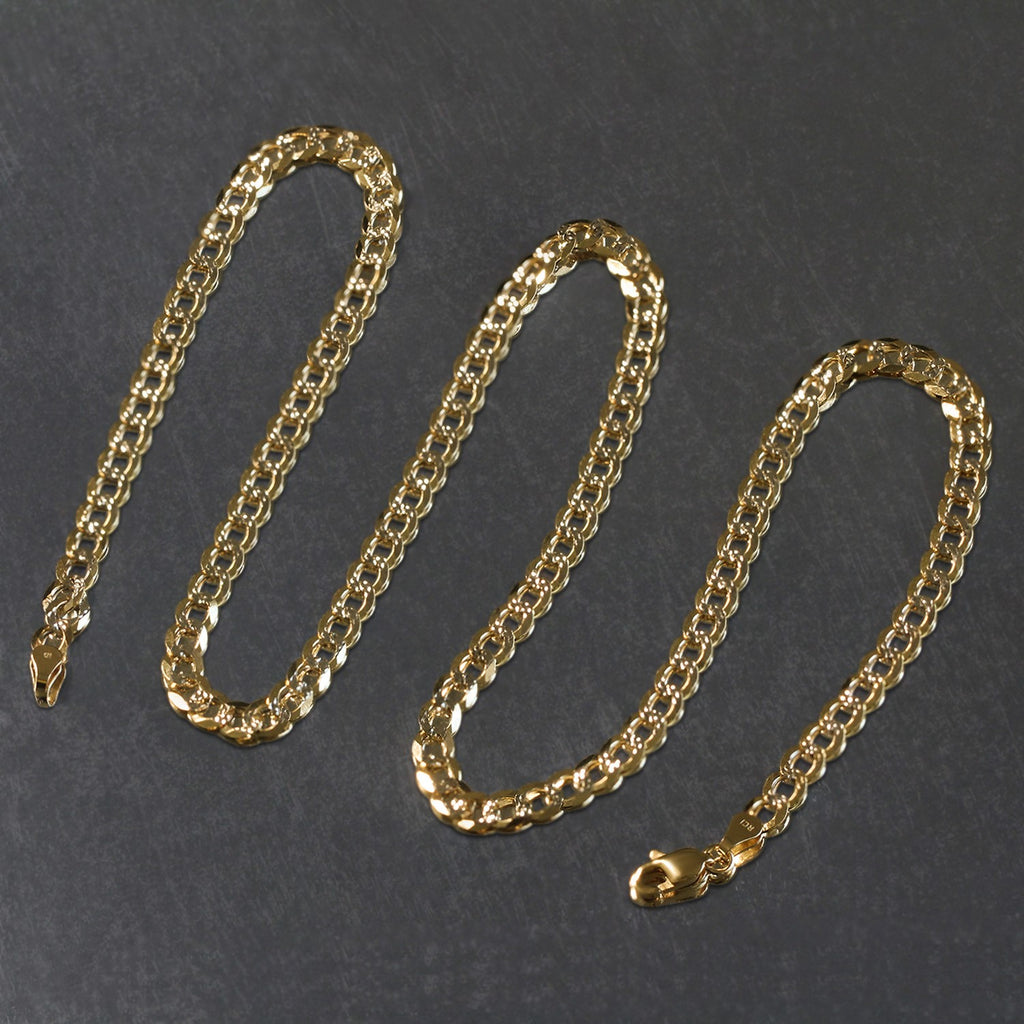 14K Two Tone Gold Pavé Curb Chain (4.60mm)