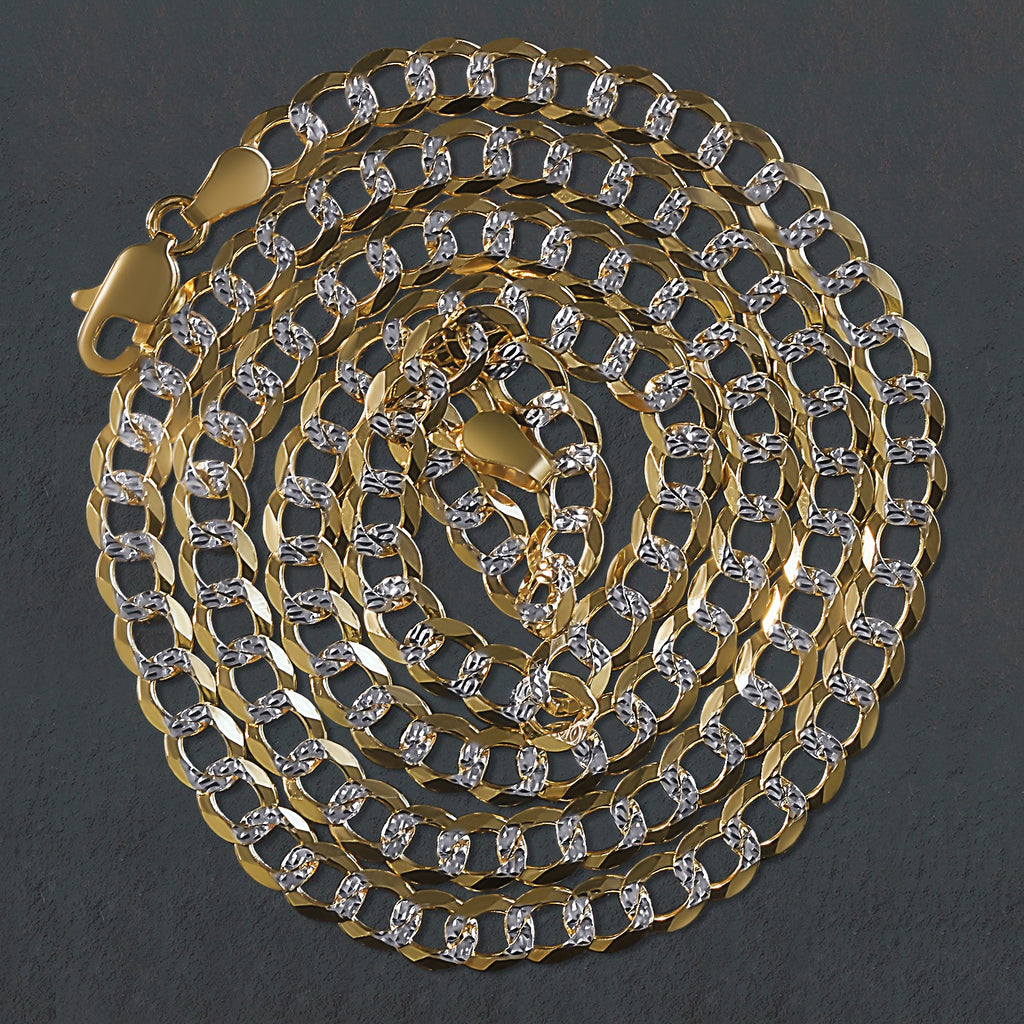 14K Two Tone Gold Pavé Curb Chain (4.60mm)