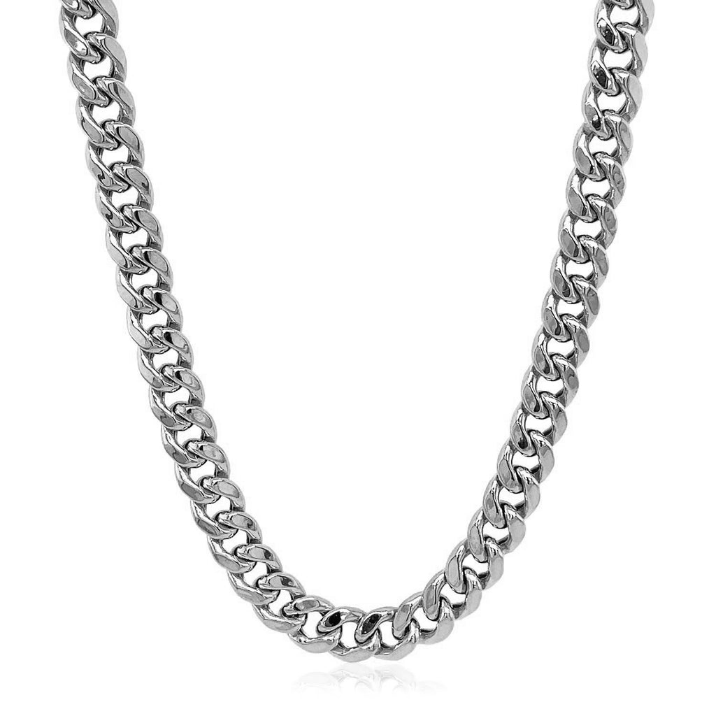 14K White Gold Miami Cuban Semi Solid Chain (5.50mm)