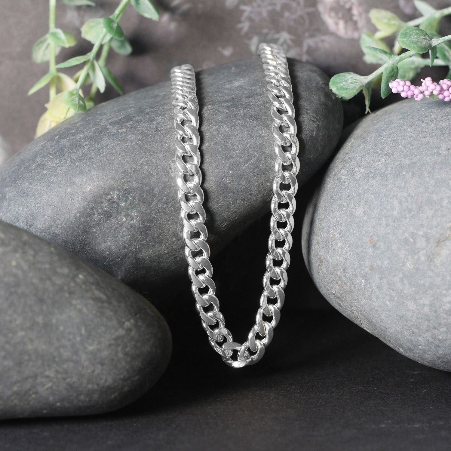 14K White Gold Miami Cuban Semi Solid Chain (5.50mm)