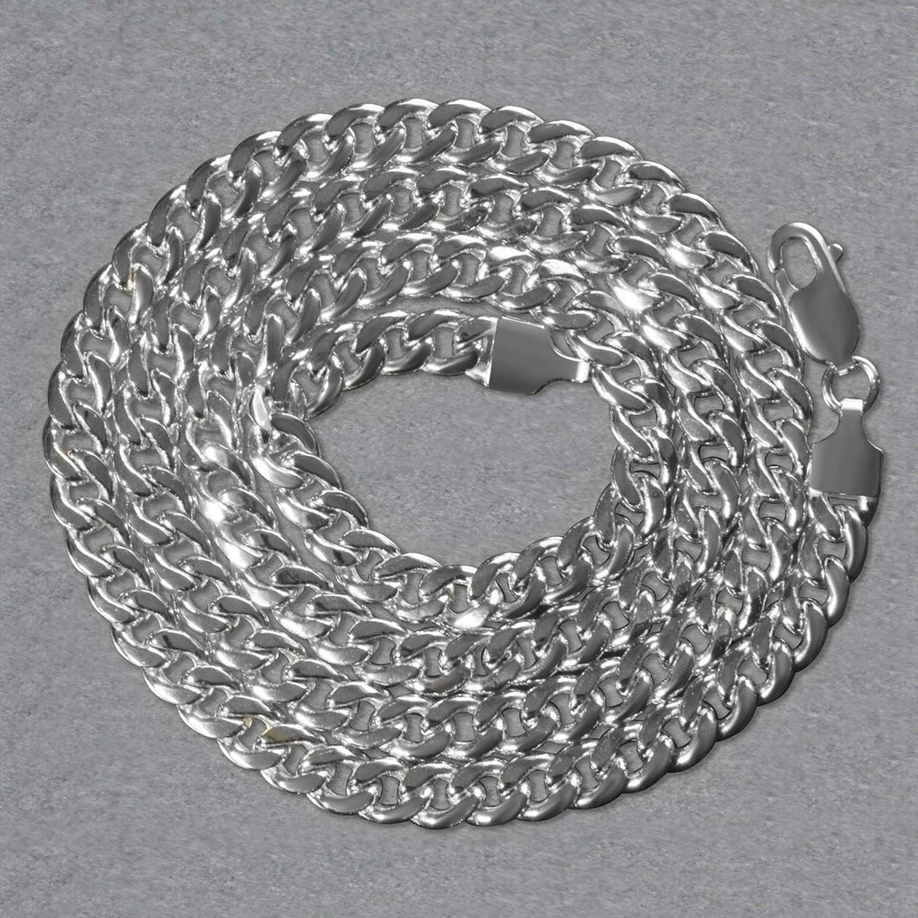 14K White Gold Miami Cuban Semi Solid Chain (5.50mm)