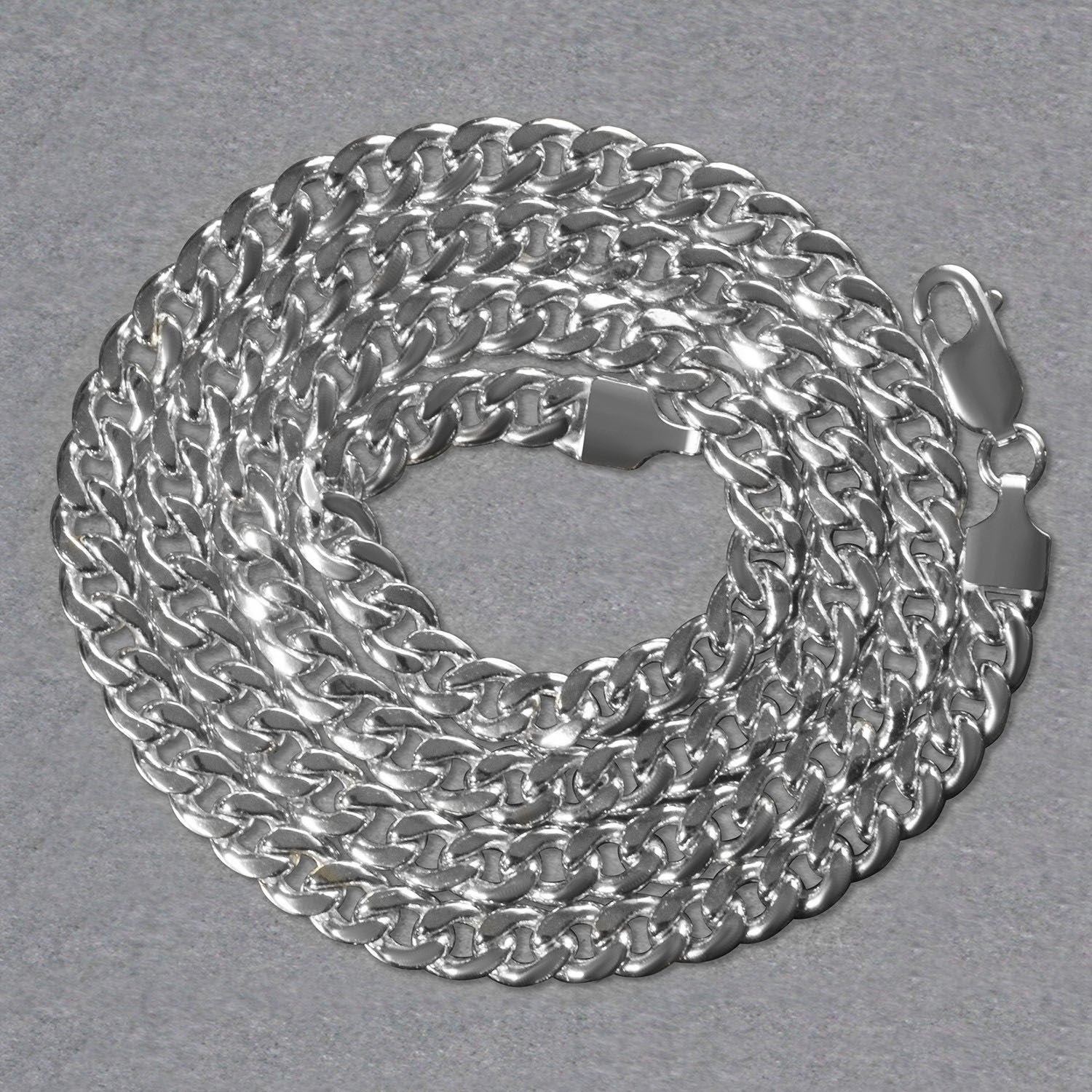 14K White Gold Miami Cuban Semi Solid Chain (5.50mm)