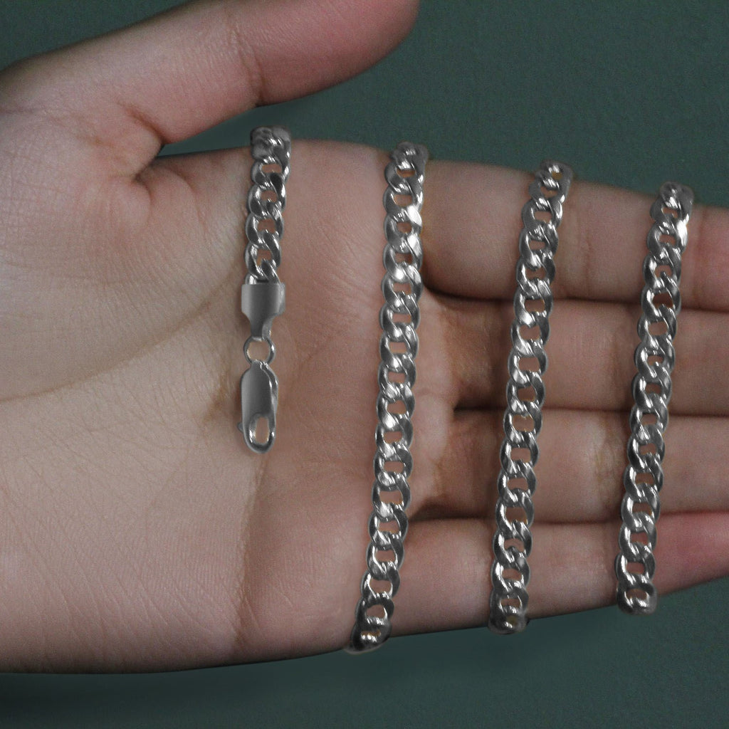 14K White Gold Miami Cuban Semi Solid Chain (5.50mm)