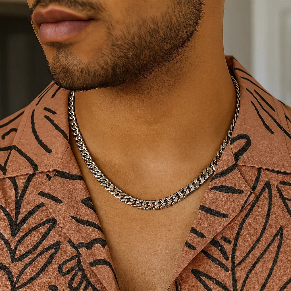 14K White Gold Miami Cuban Semi Solid Chain (5.50mm)