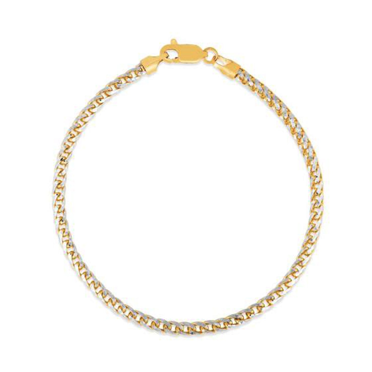 14K Yellow Gold Round Pavé Franco Chain Bracelet (3.15mm)