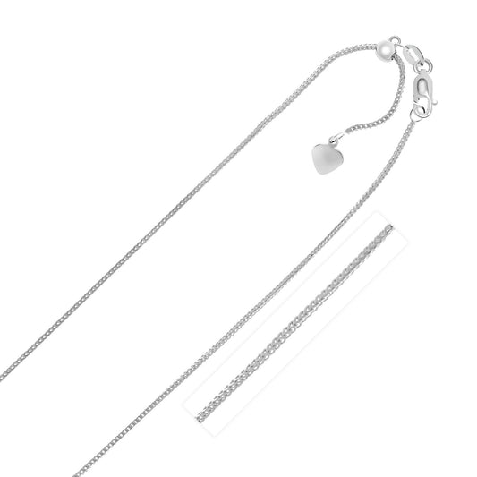 14K White Gold Adjustable Franco Chain Necklace (1.00mm)