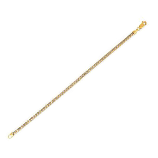 14K Yellow Gold Round Pavé Franco Chain Necklace (3.15mm)