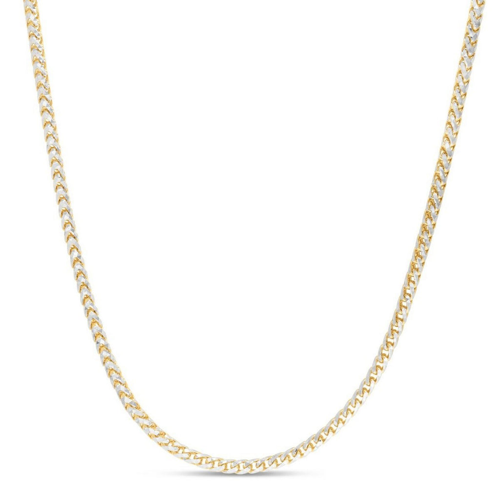 14K Yellow Gold Round Pavé Franco Chain Necklace (3.15mm)